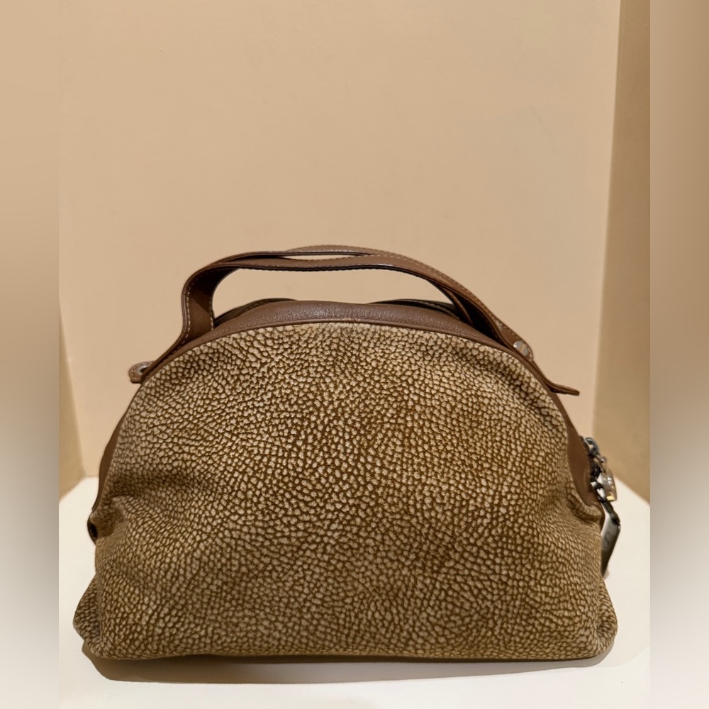 Borbonese-Redwall Suede Leather Small Dome Satchel Handbag
